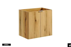 Otitec Meuble sous vasque de 140 cm - avec plan - Noir/Oak - 4 portes - VOLTA OAK* Meuble Sous Lavabo