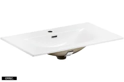 Otitec Meuble sous vasque de 80 cm - avec vasque à encastrer - Cachemire Mat - 2 portes - VOLTA CASHMERE