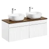 Otitec Meuble sous vasque de 120 cm - avec 2 vasques à poser - avec plan - 2 tiroirs - MINO