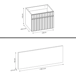 Otitec Meuble sous vasque de 120 cm - avec 2 vasques à poser - avec plan - 2 tiroirs - MINO