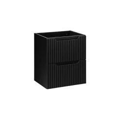 Meublorama Meuble sous vasque de salle de bain VANO 2 tiroirs Noir mat L50 x P39 x H57 cm Meuble suspendu* Meuble Sous-Vasque
