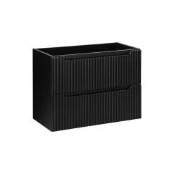 Meublorama Meuble sous vasque de salle de bain VANO 2 tiroirs Noir mat L80 x P39 x H57 cm Meuble suspendu* Meuble Sous-Vasque