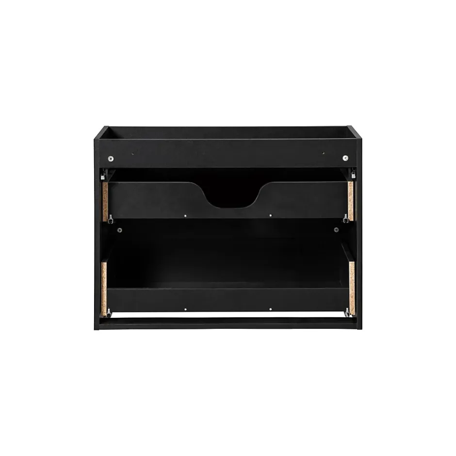 Meublorama Meuble sous vasque de salle de bain VANO 2 tiroirs Noir mat L80 x P39 x H57 cm Meuble suspendu* Meuble Sous-Vasque
