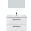 Pegane Meuble sous vasque de salle de bain Suspendu 80 cm avec 2 tiroirs + Miroir - Hauteur 57 x Longueur 80 x Profondeur 45 cm* Meuble Sous Lavabo