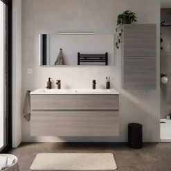 Cooke & Lewis Meuble sous vasque effet chêne clair l.120 cm 2 tiroirs, Calao* Meuble Buanderie|Meuble Sous-Vasque