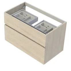 Cooke & Lewis Meuble sous vasque effet chêne l.90 x H.57 x P.50 cm 2 tiroirs, Calao* Meuble Buanderie|Meuble Sous-Vasque
