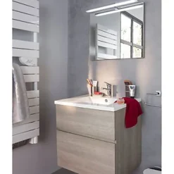 Cooke & Lewis Meuble sous vasque effet chêne clair l.60 cm 2 tiroirs, Calao