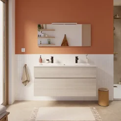 Cooke & Lewis Meuble sous vasque effet chêne l.120 cm 2 tiroirs, Calao* Meuble Buanderie|Meuble Sous-Vasque