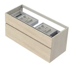 Cooke & Lewis Meuble sous vasque effet chêne l.120 cm 2 tiroirs, Calao* Meuble Buanderie|Meuble Sous-Vasque