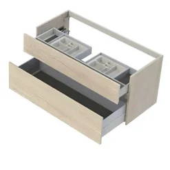 Cooke & Lewis Meuble sous vasque effet chêne l.120 cm 2 tiroirs, Calao* Meuble Buanderie|Meuble Sous-Vasque