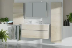 Cooke & Lewis Meuble sous vasque effet chêne l.120 cm 2 tiroirs, Calao* Meuble Buanderie|Meuble Sous-Vasque
