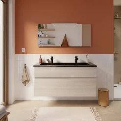 Cooke & Lewis Meuble sous vasque effet chêne l.120 cm 2 tiroirs, Calao* Meuble Buanderie|Meuble Sous-Vasque