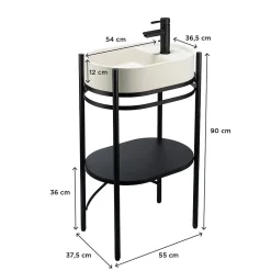 Homesight Meuble sous vasque en métal l.55 x H.89,5 x P.37,5 cm, Pao