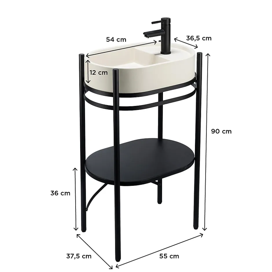 Homesight Meuble sous vasque en métal l.55 x H.89,5 x P.37,5 cm, Pao