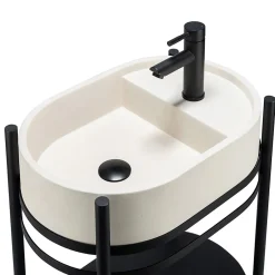 Homesight Meuble sous vasque en métal l.55 x H.89,5 x P.37,5 cm, Pao
