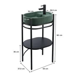 Homesight Meuble sous vasque en métal l.55 x H.89,5 x P.37,5 cm, Pao