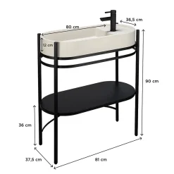 Homesight Meuble sous vasque en métal l.81 x H.89,5 x P.37,5 cm, Pao* Meuble Buanderie|Meuble De Salle De Bains Faible Profondeur