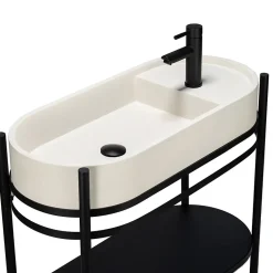 Homesight Meuble sous vasque en métal l.81 x H.89,5 x P.37,5 cm, Pao* Meuble Buanderie|Meuble De Salle De Bains Faible Profondeur