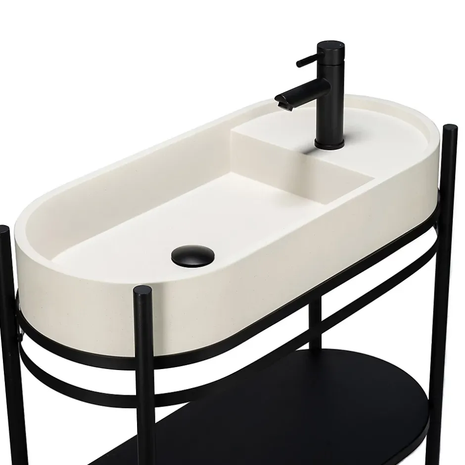 Homesight Meuble sous vasque en métal l.81 x H.89,5 x P.37,5 cm, Pao* Meuble Buanderie|Meuble De Salle De Bains Faible Profondeur