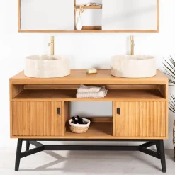 Wanda Collection Meuble sous vasque en teck Mya 130 cm* Meuble Sous-Vasque