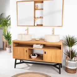 Wanda Collection Meuble sous vasque en teck Mya 130 cm* Meuble Sous-Vasque