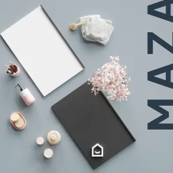 GoodHome Meuble sous vasque faible profondeur à poser avec porte-serviettes noir l.65 x H.82 x P.36 cm, Maza* Meuble Buanderie|Meuble De Salle De Bains Faible Profondeur