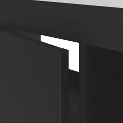 GoodHome Meuble sous vasque faible profondeur à poser avec porte-serviettes noir l.65 x H.82 x P.36 cm, Maza* Meuble Buanderie|Meuble De Salle De Bains Faible Profondeur