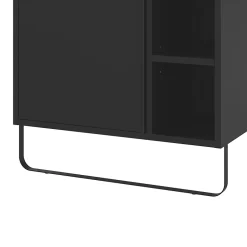 GoodHome Meuble sous vasque faible profondeur à poser avec porte-serviettes noir l.65 x H.82 x P.36 cm, Maza* Meuble Buanderie|Meuble De Salle De Bains Faible Profondeur
