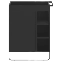 GoodHome Meuble sous vasque faible profondeur à poser avec porte-serviettes noir l.65 x H.82 x P.36 cm, Maza* Meuble Buanderie|Meuble De Salle De Bains Faible Profondeur