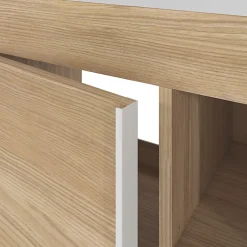 GoodHome Meuble sous vasque faible profondeur à poser avec porte-serviettes effet bois l.65 x H.82 x P.36 cm, Maza