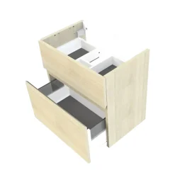 Cooke & Lewis Meuble sous vasque faible profondeur effet chêne l.60 cm 2 tiroirs, Calao* Meuble Buanderie|Meuble De Salle De Bains Faible Profondeur