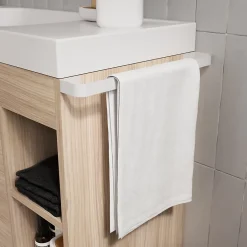 GoodHome Meuble sous vasque faible profondeur à poser avec porte-serviettes effet bois l.85 x H.82 x P.36 cm, Maza* Meuble Buanderie|Meuble De Salle De Bains Faible Profondeur