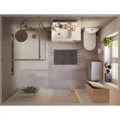 GoodHome Meuble sous vasque faible profondeur à poser avec porte-serviettes effet bois l.85 x H.82 x P.36 cm, Maza* Meuble Buanderie|Meuble De Salle De Bains Faible Profondeur