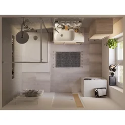 GoodHome Meuble sous vasque faible profondeur à poser avec porte-serviettes effet bois l.85 x H.82 x P.36 cm, Maza* Meuble Buanderie|Meuble De Salle De Bains Faible Profondeur
