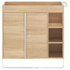 GoodHome Meuble sous vasque faible profondeur à poser avec porte-serviettes effet bois l.85 x H.82 x P.36 cm, Maza* Meuble Buanderie|Meuble De Salle De Bains Faible Profondeur