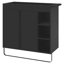 GoodHome Meuble sous vasque faible profondeur à poser avec porte-serviettes noir l.85 x H.82 x P.36 cm, Maza* Meuble Buanderie|Meuble De Salle De Bains Faible Profondeur