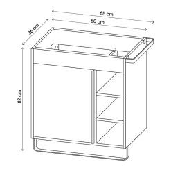 GoodHome Meuble sous vasque faible profondeur à poser avec porte-serviettes blanc l.65 x H.82 x P.36 cm, Maza