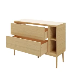 GoodHome Meuble sous vasque Avela placage chêne 100 cm + plan de toilette Avela 120 cm + niche 20 cm + pieds* Meuble Buanderie