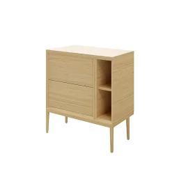 GoodHome Meuble sous vasque Avela placage chêne 60 cm + plan de toilette Avela 80 cm + niche 20 cm + pieds