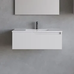 Cosyneo Meuble sous vasque seul, 1 tiroir, 80cm, simple vasque - blanc mat - CADIX* Meuble Sous Lavabo