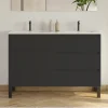 Cosyneo Meuble sous vasque seul, 3 tiroirs, 120cm, double vasque - noir - MATA* Meuble Sous Lavabo