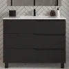 Cosyneo Meuble sous vasque seul, 3 tiroirs, 80cm, simple vasque - noir - MATA* Meuble Sous Lavabo