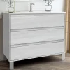 Cosyneo Meuble sous vasque seul, 3 tiroirs, 100cm, simple vasque - hibernian (bois blanchi) - TIRIS* Meuble Sous Lavabo