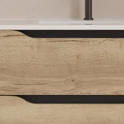 Cosyneo Meuble sous vasque seul, 2 tiroirs et 1 porte, 120cm, vasque déportée gauche - madera miel (bois clair) - ZARZA* Meuble Sous Lavabo