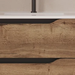 Cosyneo Meuble sous vasque seul, 2 tiroirs et 1 porte, 80cm, vasque déportée droite - tabaco (bois foncé) - ZARZA* Meuble Sous Lavabo