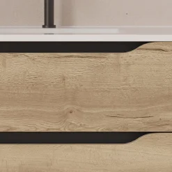 Cosyneo Meuble sous vasque seul, 2 tiroirs et 1 porte, 120cm, vasque déportée droite - madera miel (bois clair) - ZARZA