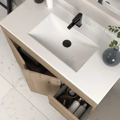 Cosyneo Meuble sous vasque seul, 2 tiroirs et 2 portes, 80cm, simple vasque - cambrian (chêne clair) - HARO
