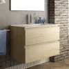 Cosyneo Meuble sous vasque seul, 2 tiroirs, 70cm, simple vasque - bambou (chêne clair) - BALEA