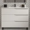Cosyneo Meuble sous vasque seul, 3 tiroirs, 90cm, simple vasque - blanc mat - MATA