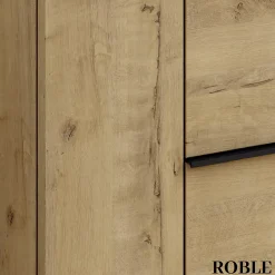 Cosyneo Meuble sous vasque seul, 2 tiroirs et 1 porte, 120cm, vasque déportée à gauche, roble (chêne clair) - KING